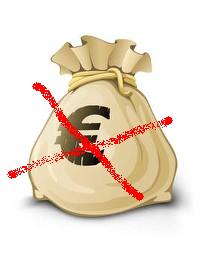 zak met geld doorgestreept