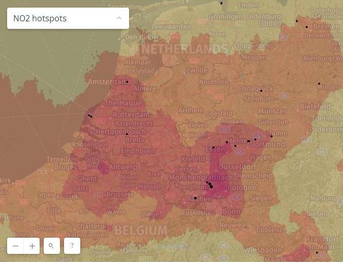 NO2 uitstoot Benelux EPA