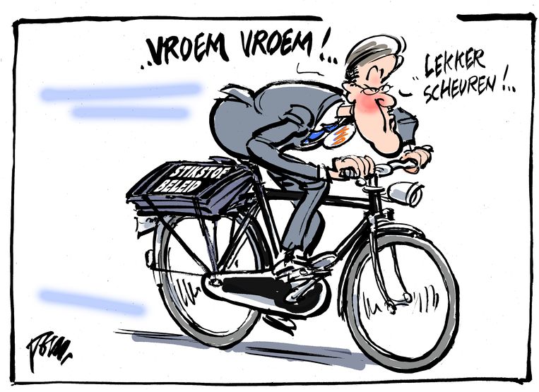 Vroem Rutte op de fiets