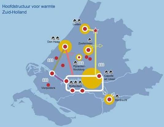 Hoofdstructuur warmtenetten Zuid Holland
